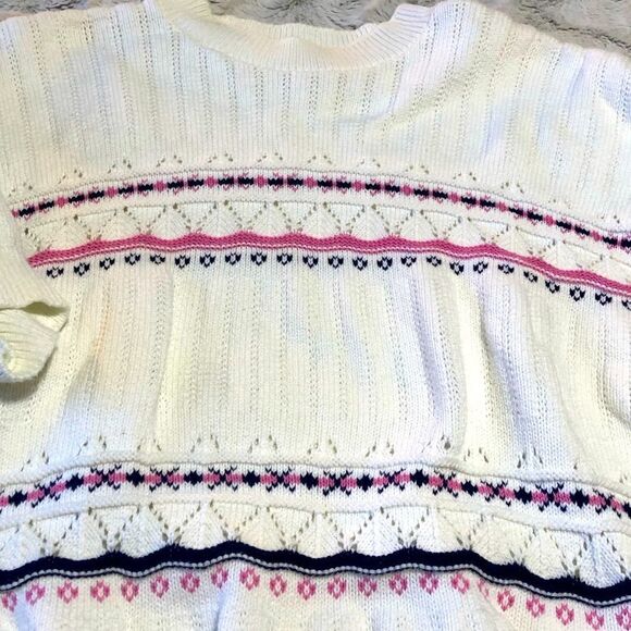 𝅺VINTAGE short sleeve cotton crewneck sweater size M - Picture 2 of 10